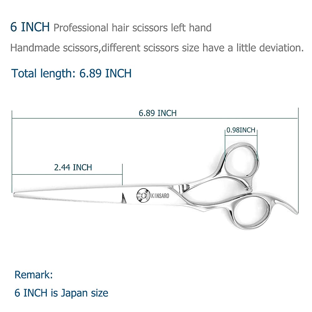 Cesoie para cabello mano izquierda 6 pulgadas Tijeras para cabello mano izquierda Tijeras de corte para cabello Lefty Cesoie de barbero Zurdo KINSARO