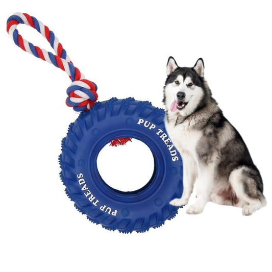 Juguetes para Perros para Masticadores Agresivos, Juguetes para Masticar Neumáticos para Perros con Cuerda, Juguetes para Masticar Cachorros De Goma para Juguetes Masticables para Perro(Blue)