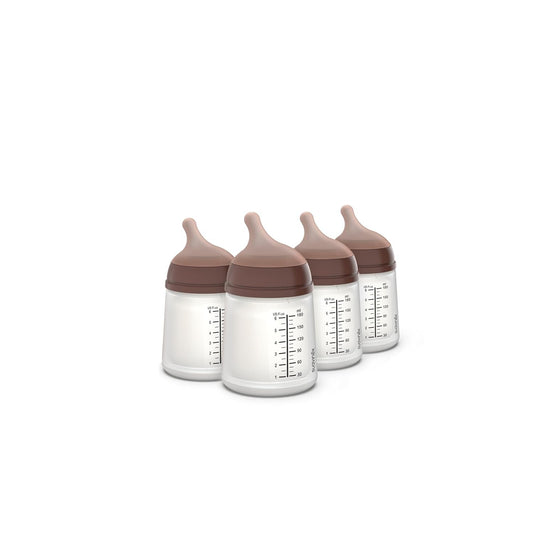 Biberón Anticólico Suavinex Zero Zero Deep Brown Flujo Adaptable Paquete de 4