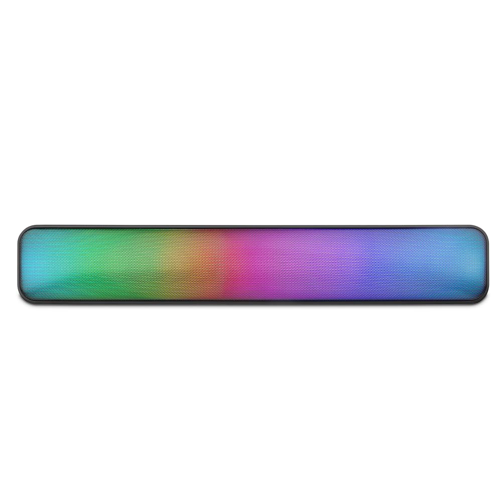Barra de Sonido Bluetooth 5.0 Inalámbrico Iluminación RGB, micrófono Incorporado, Lector de memorias USB y Micro SD, Plug 3.5 mm Auxiliar, Sound Bar PC/TV/Videojuegos, Manos Libres. 2x3W GUS-MSRBT-01