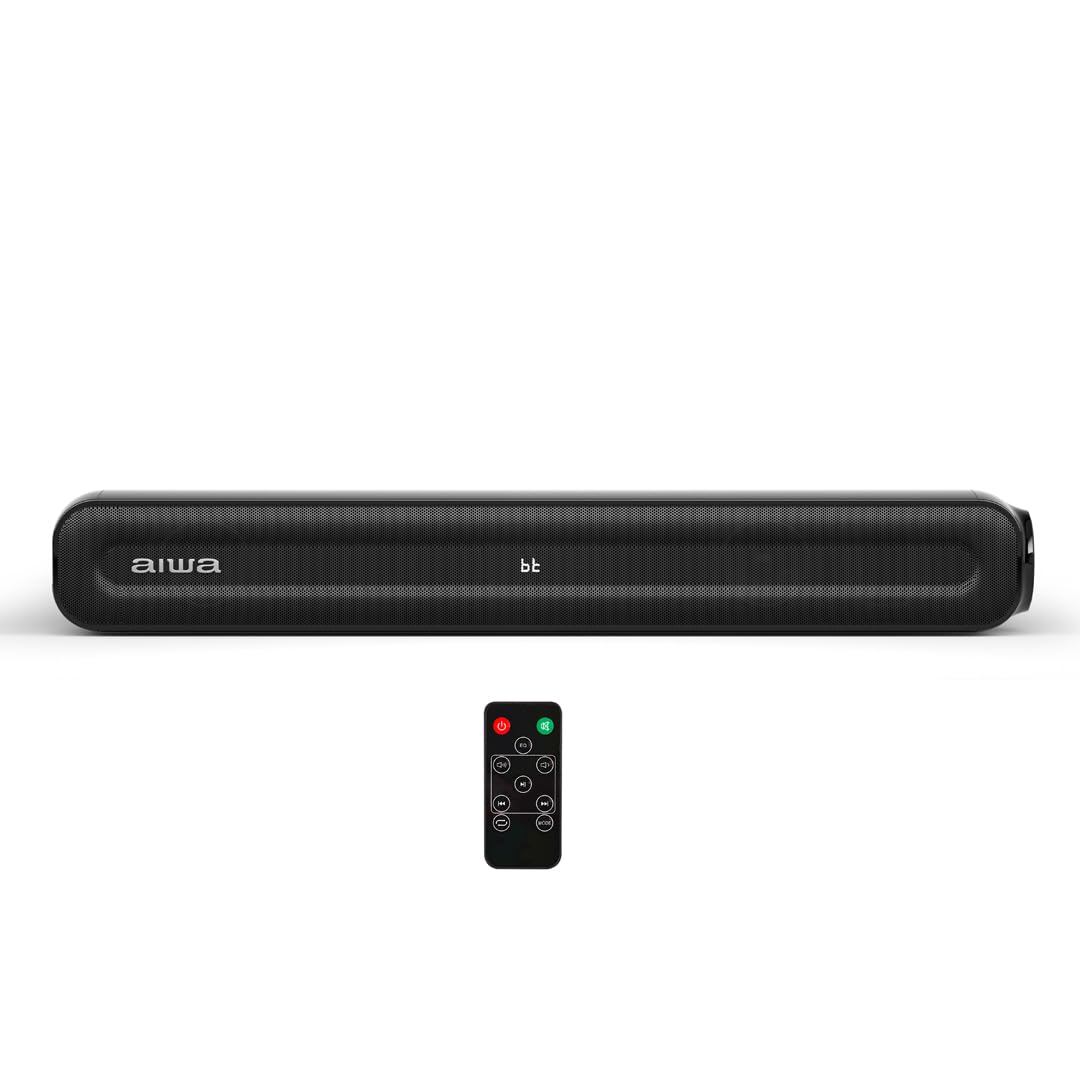 Barra de Sonido Aiwa AWSBH15 Negro 2.0Ch 300W con Bluetooth y Conectividad Versátil para TV