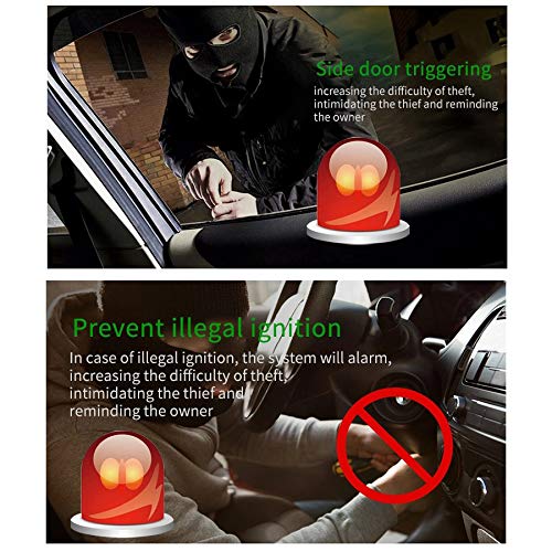 Sistema de Alarma de Seguridad de Entrada Sin Llave Universal BANVIE Negro con Sensor de Golpes y Microondas y Dos Mandos a Distancia de 5 Botones