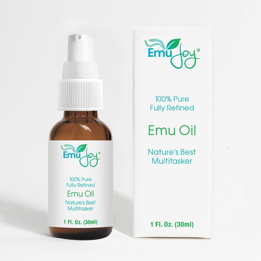 Pure Emu Oil by Emu Joy - Dry Skin Tattoo and Piercing Aftercare Hair Growth Burns Rash Pain Scars Stretch Marks Swelling Wrinkles Eczema Arthritis Pain No Odor AEA Certified Made in USA