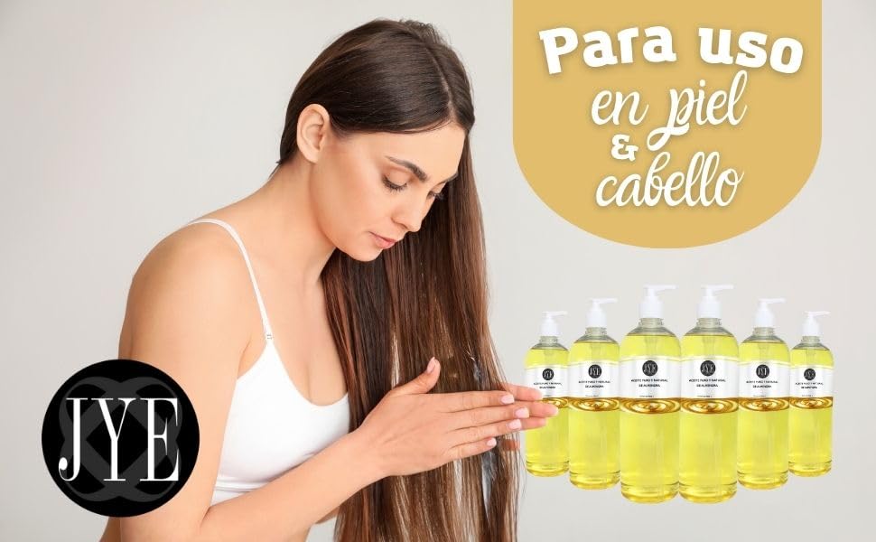 JYE Aceite de Almendra Alta Hidratación 1 Litro. Almendras dulces, aceite corporal natural para todo tipo de piel. Hidratación y elasticidad en tu piel de rostro y cuerpo.