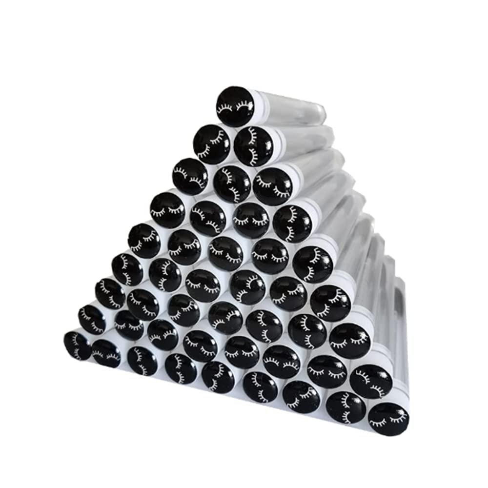Ipien 60 pinceles desechables de pestañas negras con patrón de pestañas, cepillos de pestañas de diamante, bobinas de maquillaje, varita de rímel en tubo sanitario suministros de pestañas