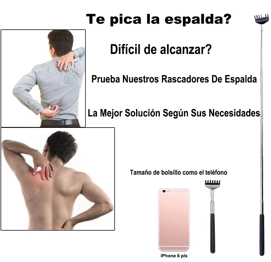 Rascador de Espalda LLXXM Acero Inoxidable Extensible para Adultos y Niños