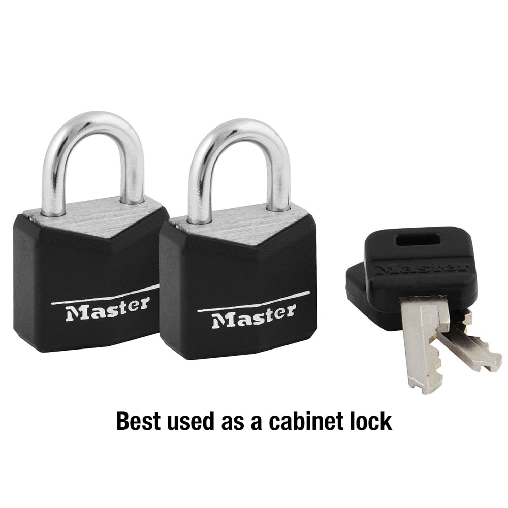 Candado Master Lock negro de aluminio 3/4 de pulgada de ancho 2 unidades