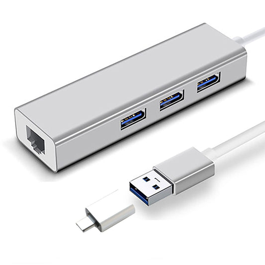Adaptador USB Ethernet Qzgyoool con USB C y Hub 4 en 1 para PC y Mac