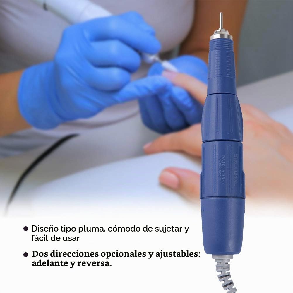 Mango para Taladro Eléctrico de Uñas Azul Mango 102L-2.35mm de Acero Inoxidable para Uso Profesional y Hogar