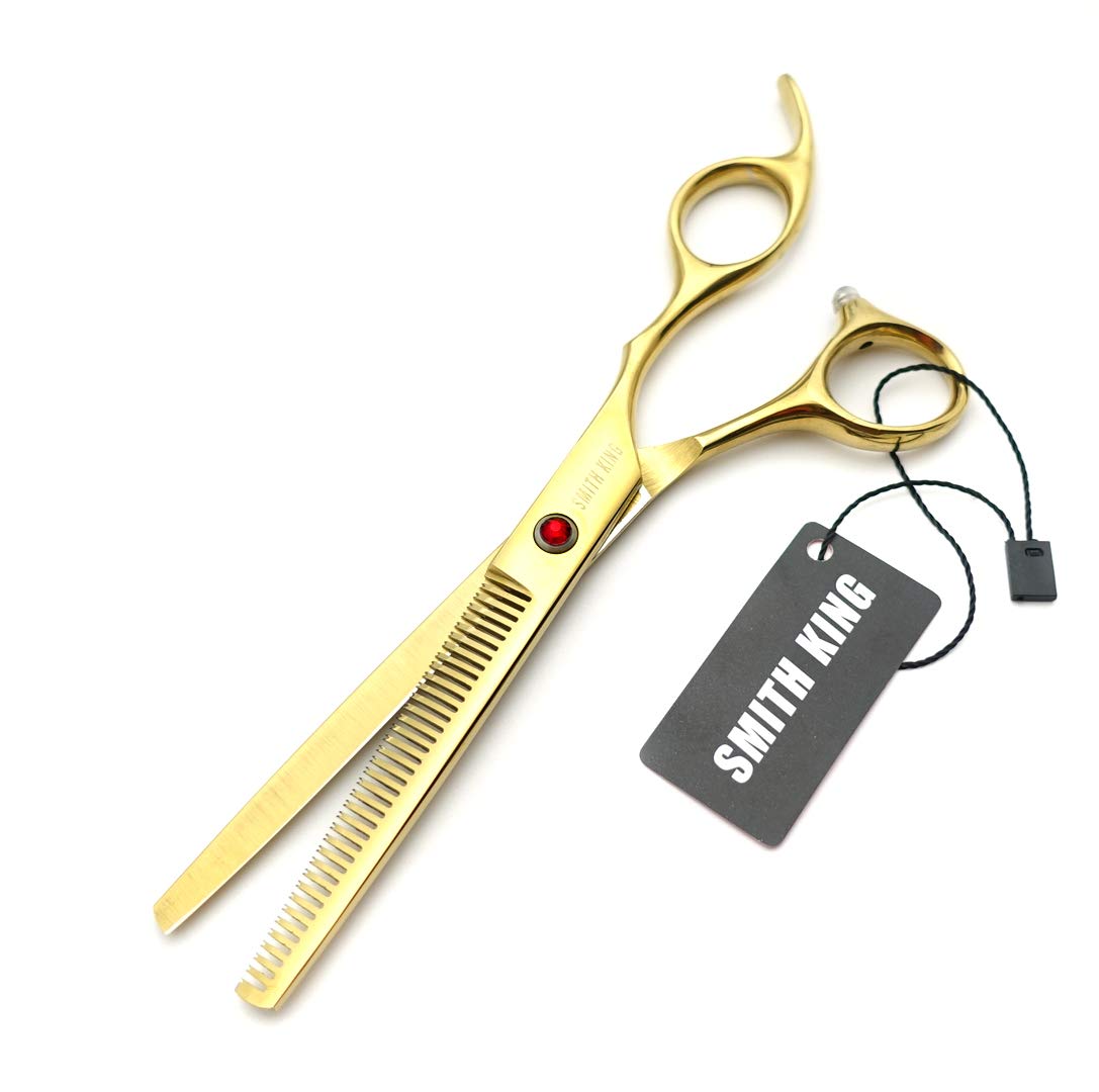 Juego de tijeras profesionales de corte de pelo con maquinilla de afeitar de 6.0/7.0 pulgadas, Dorado, 7.0 Inch