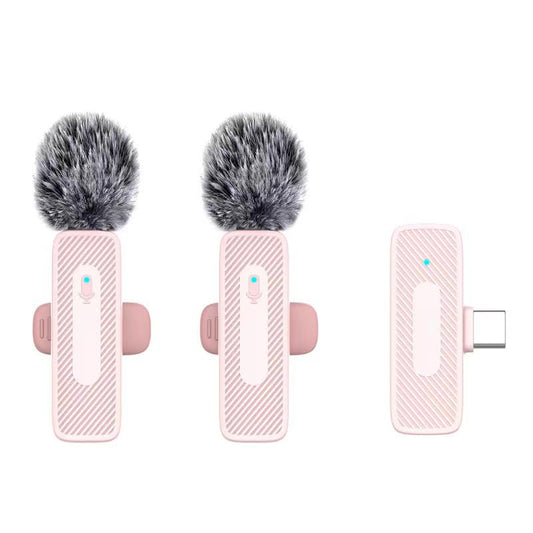 IEKK - 2 micrófonos inalámbricos Lavalier para iPhone, iPad - Mini micrófonos inalámbricos con clip de calidad de sonido cristalina para grabación, transmisión en vivo, Vlog (rosa-Android)