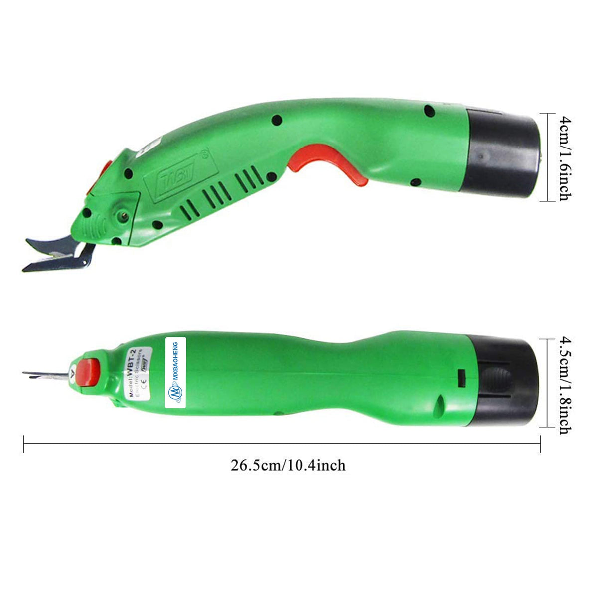 MXBAOHENG WBT-2 Tijeras eléctricas inalámbricas para cortar tela/alfombra/esponja/cartón Tijeras de fibra de vidrio con 2 cuchillas 5000mAh batería grande de bajo ruido