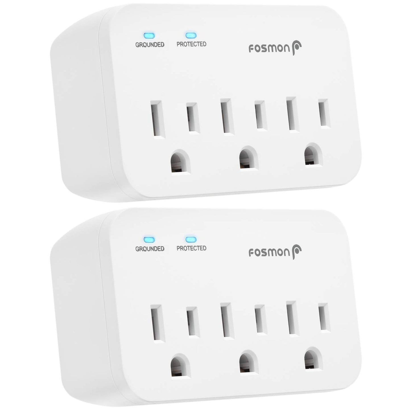 Fosmon - Protector de sobretensiones para refrigerador, 3 tomas, protector de sobretensiones para electrodomésticos de alta resistencia con altos julios para nevera, microondas, lavadora, puerta de
