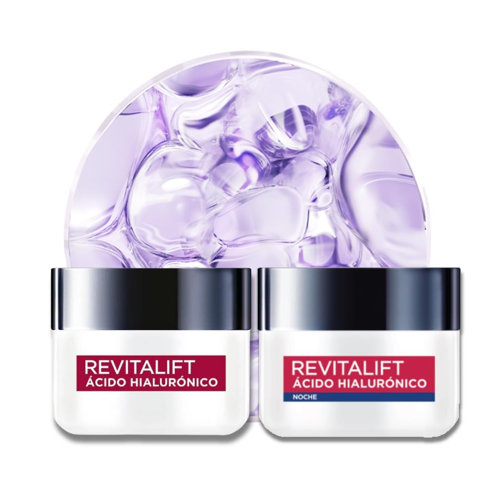 L'Oréal Paris Rutina facial hidratante Revitalift Ácido Hialurónico (2 piezas): Crema de día FPS20 50ml + Crema de noche 50ml. Hidrata y rellena líneas de expresión, para todo tipo de piel