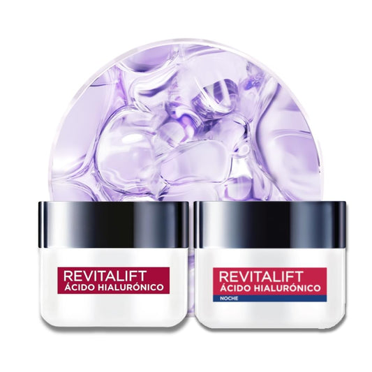L'Oréal Paris Rutina facial hidratante Revitalift Ácido Hialurónico (2 piezas): Crema de día FPS20 50ml + Crema de noche 50ml. Hidrata y rellena líneas de expresión, para todo tipo de piel