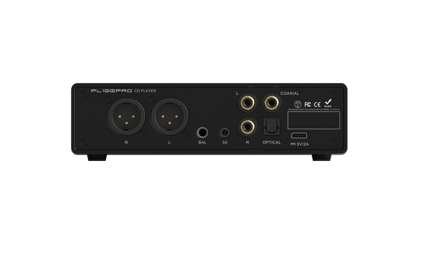 SMSL PL100PRO - Reproductor de CD 2 chips DAC CS43131 de gama alta RCA/óptico/coaxial/XLR equilibrado/salida de auriculares de 3,5 mm y 4,4 mm, 200 mW 32 Ω, reproducción MQA sin pérdidas, disco CD-R