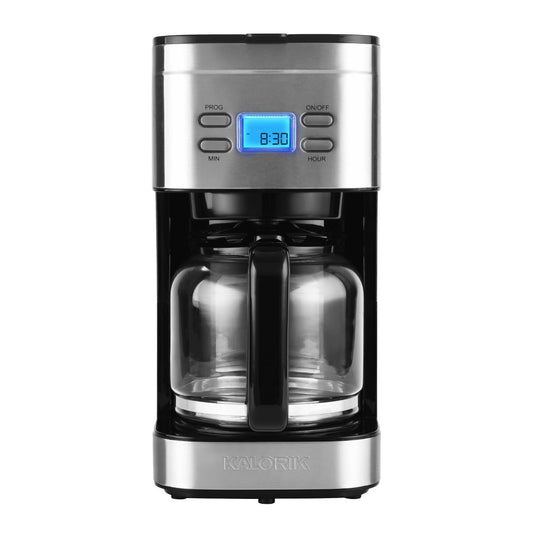 CV Directo Cafetera Electrica con Filtro Permanente 12 Tazas Programable Auto- Brew Kalorik Jarra 1.5 Lts Tecnologia de Goteo Cafeteras Electricas Oficina Hogar Cafe Americano Pantalla Digital LCD