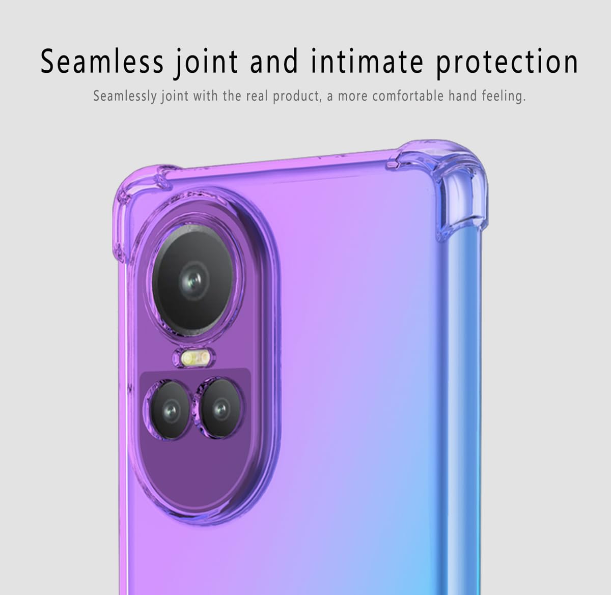 DABUNA Funda para OPPO Reno 10 Case Uso Rudo,Transparente Colores Degradados Protectora de Cámara Anticaída Carcasa Bumper(Púrpura Azul)