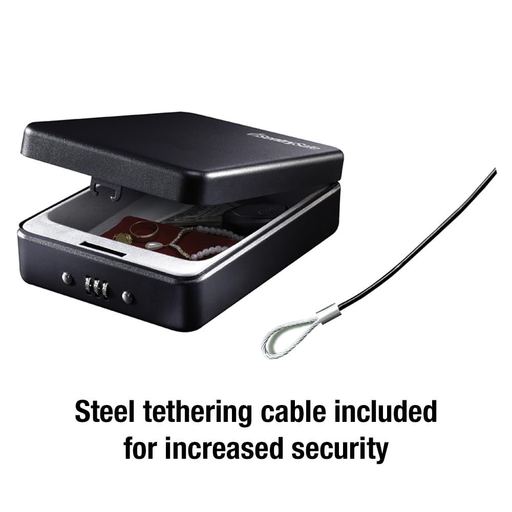 Caja Fuerte Portátil SentrySafe Negro con Cerradura de Combinación para Viaje y Recámara