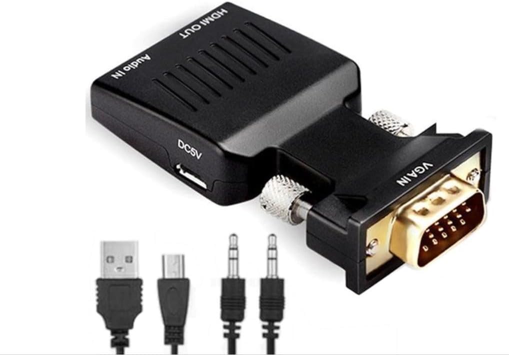 Adaptador Convertidor VGA a HDMI SGElectronix Negro con Audio 1080p para PC a Televisión o Monitor