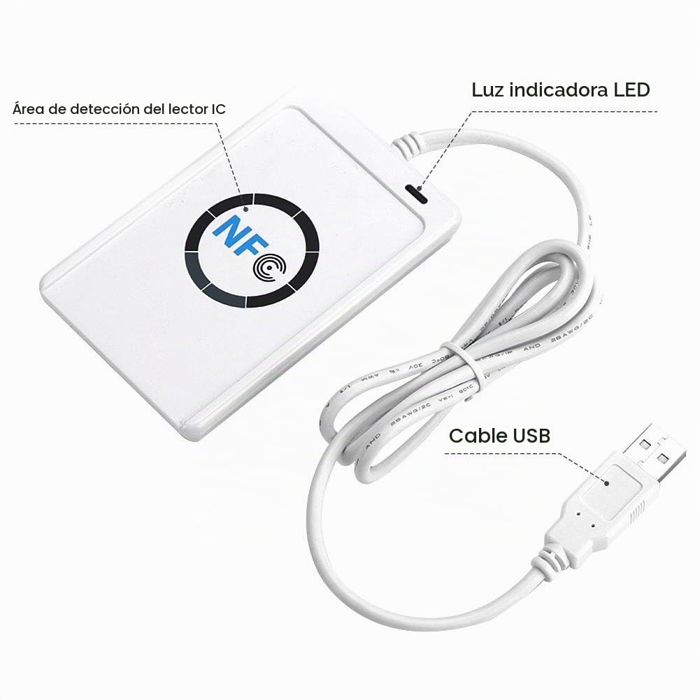 Lector Grabador NFC RFID Wytino Negro ACR122U ISO 14443A B con Software