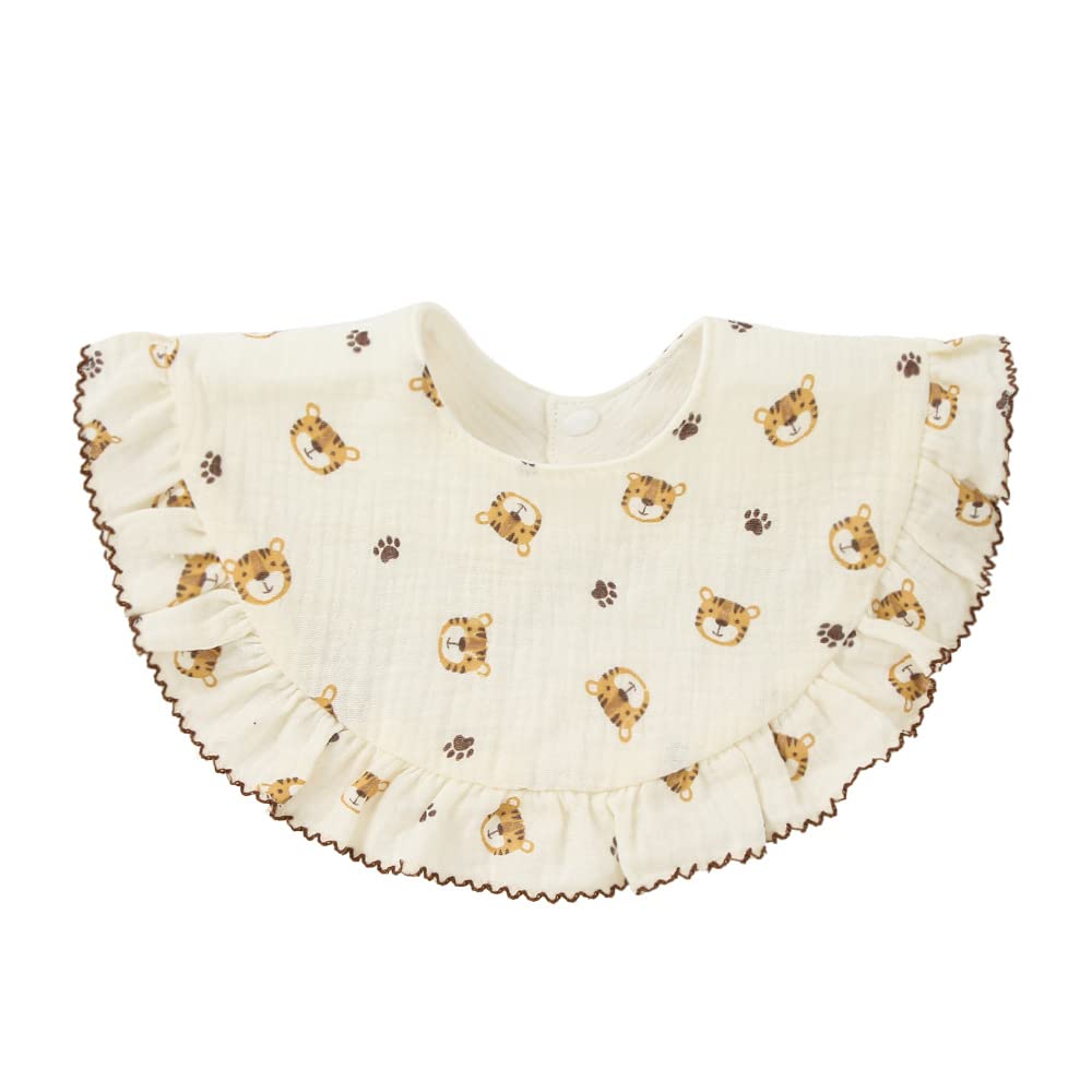 Nishine 4 Baberos Unisex De Muselina Para Bebé, Baberos Giratorios De Algodón De 360 Grados, Para Dentición, Alimentación Y Para Niño Y Niña, Conjunto Amarillo, Estampado Animal, Talla Única