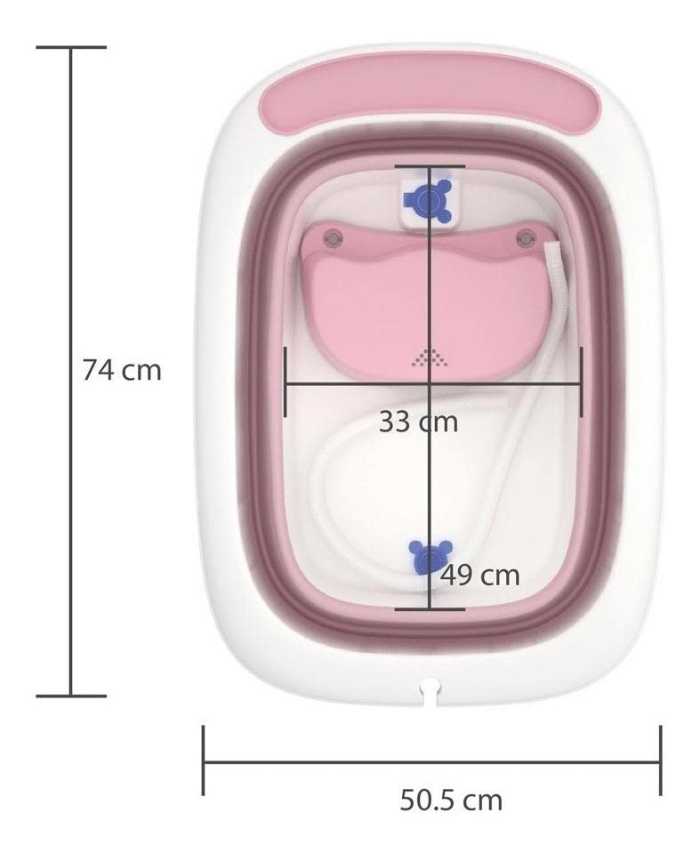 Bañera Plegable D´BEBÉ Rosa con 2 Niveles Antideslizante para Bebés