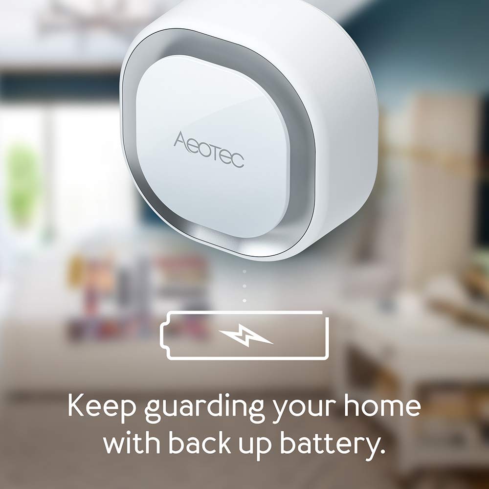 Sirena Aeotec Z-Wave Plus S2 Montada en Pared con Altavoz de Seguridad 110 dB y Batería de Respaldo
