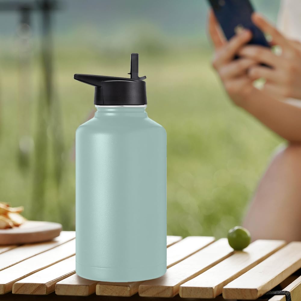 Free Wolf 64OZ Termo de Acero Inoxidable A Prueba de Fugas Con 3 Tapas y Asa, Doble Aislamiento Térmico para 24 Horas de Agua Fría y 12 Horas de Caliente