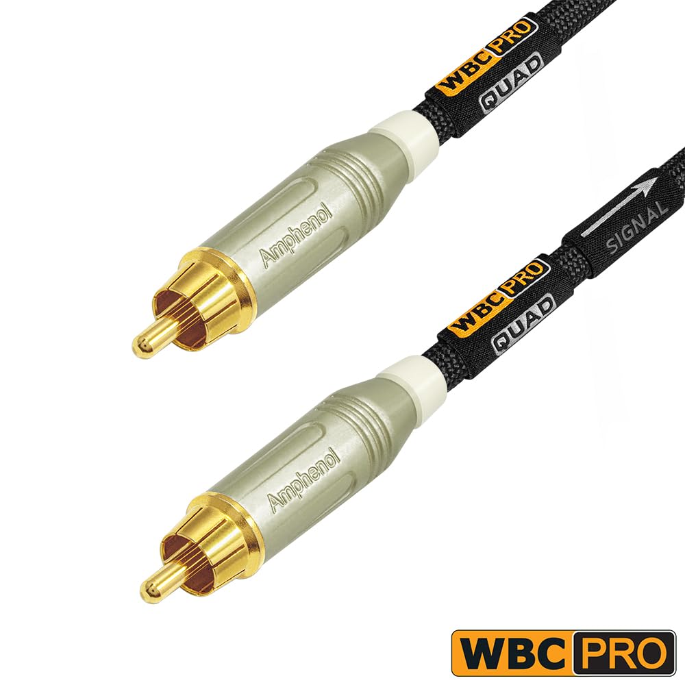 Cable de Subwoofer WBC-PRO Negro Ultra-Silencioso Ultra-Flexible Conectores RCA Oro Amphenol 1.52 m