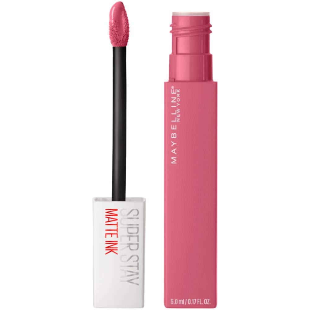 Labial líquido brillante Maybelline Super Stay Vinyl Ink Peachy + Labial Liquido Matte Larga Duracion Superstay City Edition, 125 Inspirer