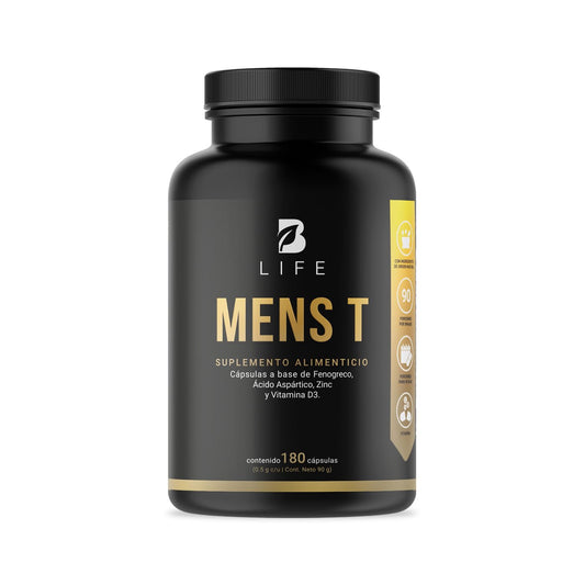 B Life Company Mens T Vitaminas Para Hombre de 180 Cápsulas. Ingredientes naturales: Fenogreco, Ácido Aspártico, Arginina, Zinc y D3. Precursor Natural.