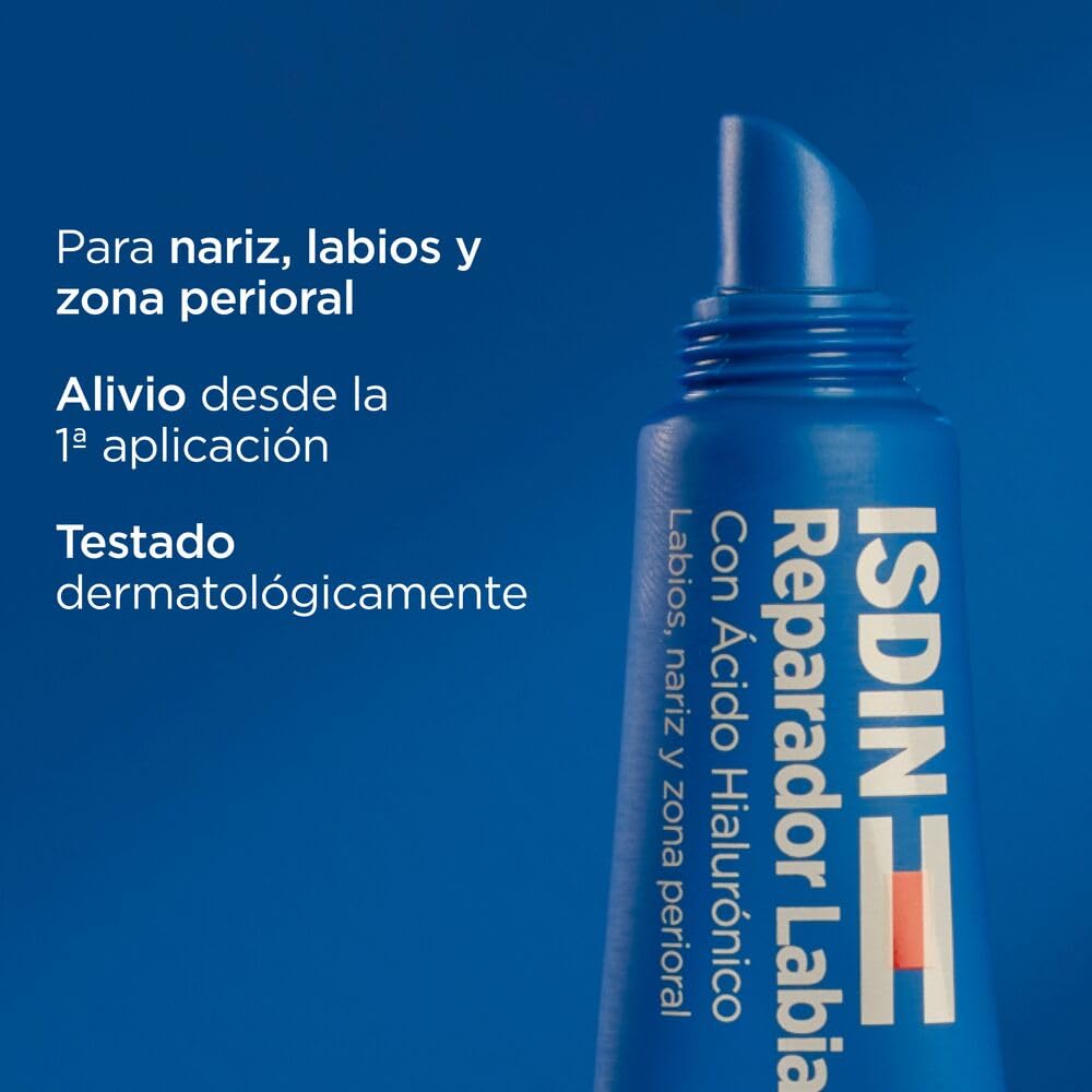 ISDIN reparador labial fluido con acido hialuronico. protege y repara los labios, la nariz y la zona perioral, textura fluida y ligera, 10ml, 0.28 grams, 10 mililitro, 1