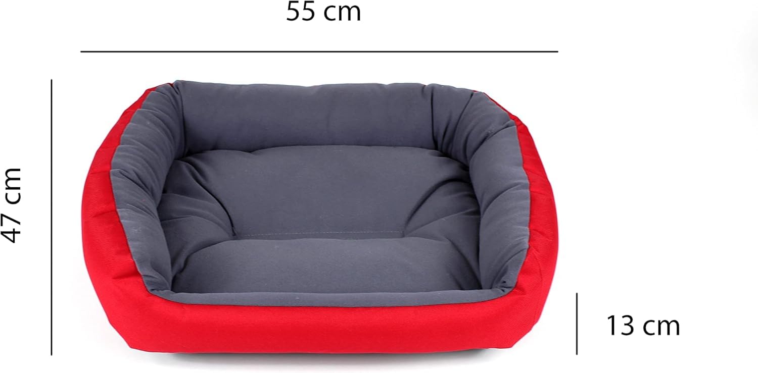 Cama para Perro Hills Rojo Gris Resistente y Confortable con Relleno Suave