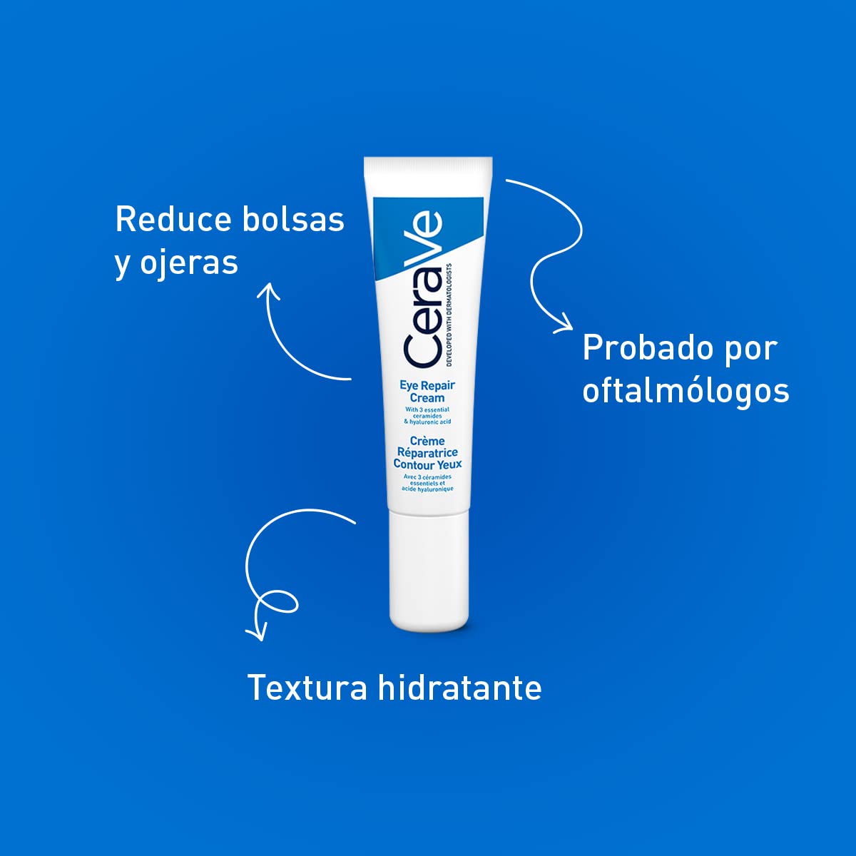 CeraVe Gel Limpiador Espumoso |473ml| Limpiador diario para piel mixta grasa o con acné + Crema Reparadora para el Contorno de Ojos |14gr| Crema hidratante de ojos para bolsas y ojeras