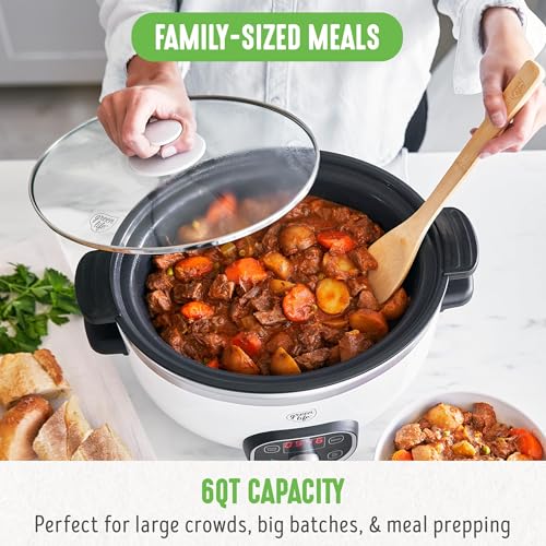 GreenLife - tazón interior extraíble de cerámica antiadherente de 6 cuartos de galón, no tóxico, última intervensión de PFAS, programable, apto para la familia, mantiene el calor, apto para estufas y