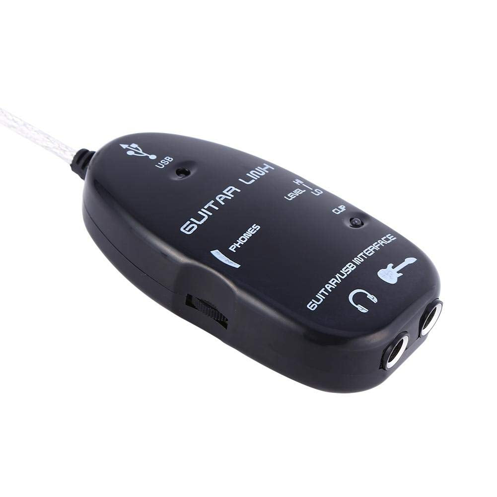 Crisis Interfaz Easy Link Guitar Link, Adaptador de Guitarra con Cable de Interfaz, Cable de Guitarra a USB USB Guitar Link para PC Adaptador de grabación Aprendizaje y práctica