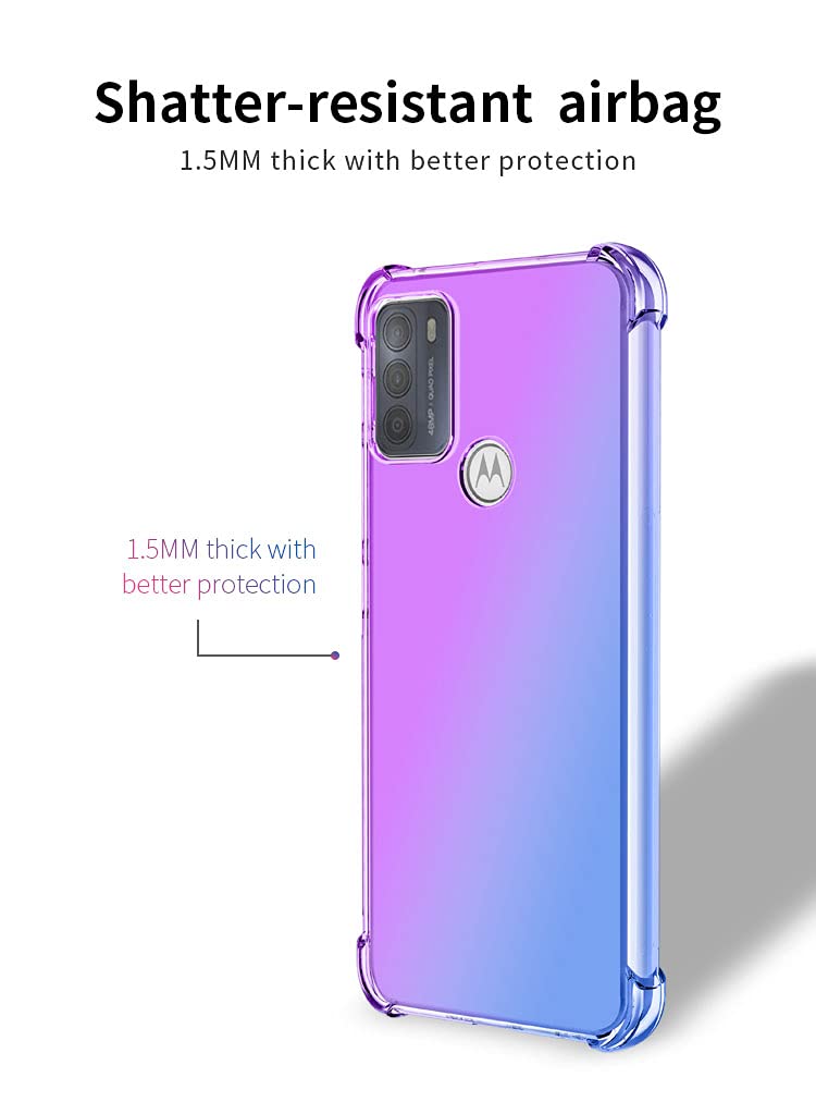 DABUNA Funda para Moto G60 y G40 Fusion Case Uso Rudo,Transparente Colores Degradados Protectora de Cámara Anticaída Carcasa Bumper(Púrpura Azul)