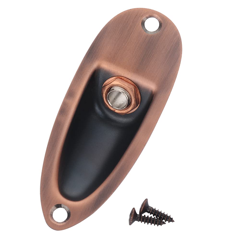 XIYANGJUAN - Conector de entrada para guitarra, cobre, color rojo, estilo barco, 1/4 pulgadas, con carga, salida de guitarra, casquillo para guitarra eléctrica Fender Strat Stratocaster (cobre rojo)