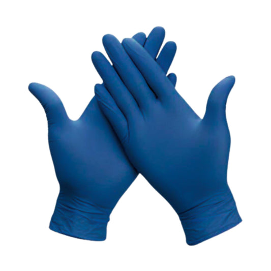 GUANTE DE NITRILO LIBRE DE POLVO AMBIDIESTRO NO ESTERIL CHICO AZUL