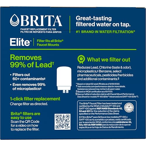 Brita Repuesto para filtro de agua en el monomando, Paquete de 2, Cromado