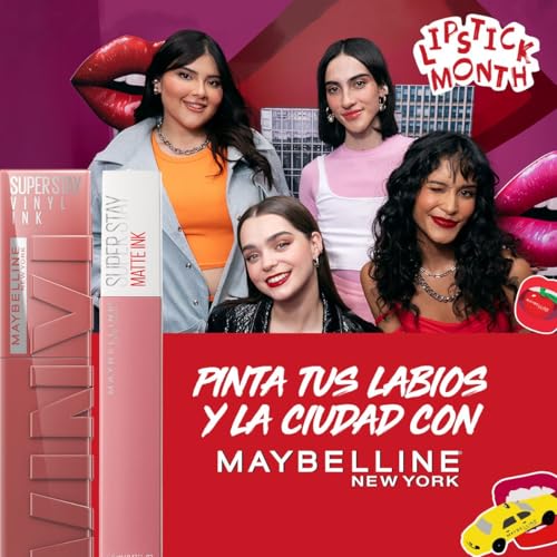 Labial líquido brillante Maybelline Super Stay Vinyl Ink Cheeky + Labial Liquido Matte Larga Duracion Superstay, Matte Ink 10 Dreamer, 5 g