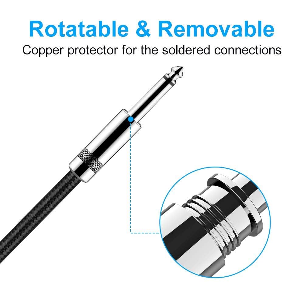 Cable de Guitarra, Cavo Audio Professionale, Adaptador de Audio Estéreo Balanceado Cable Trenzado de Nailon,Cable Amplificador de Bajo para Guitarra Eléctrica, Bajo, Mandolina Eléctrica (Recto, 6M)