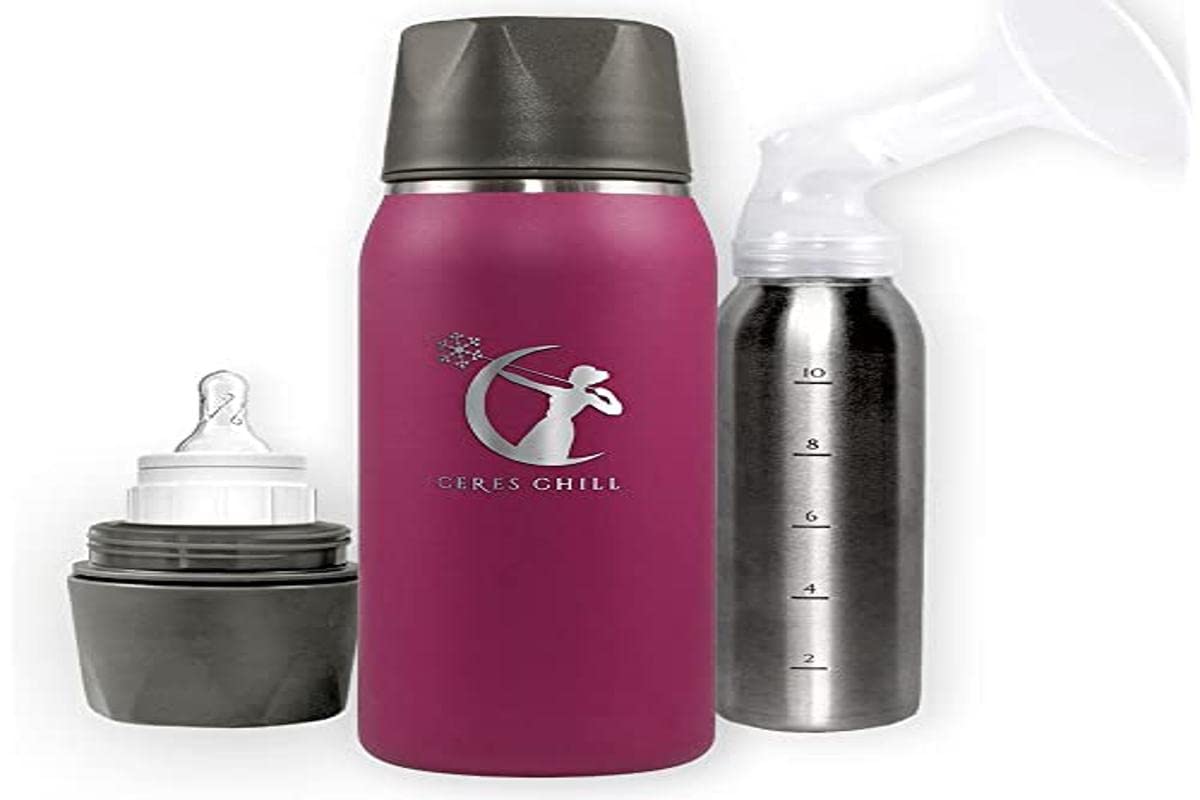 Ceres CHILL OG Enfriador y Calentador de Leche Materna – Enfriador Portátil de Leche Materna de 12–34 oz, Almacenamiento y Biberón para Bebé para Viajar, Trabajar o en Movimiento – Envase Compatible