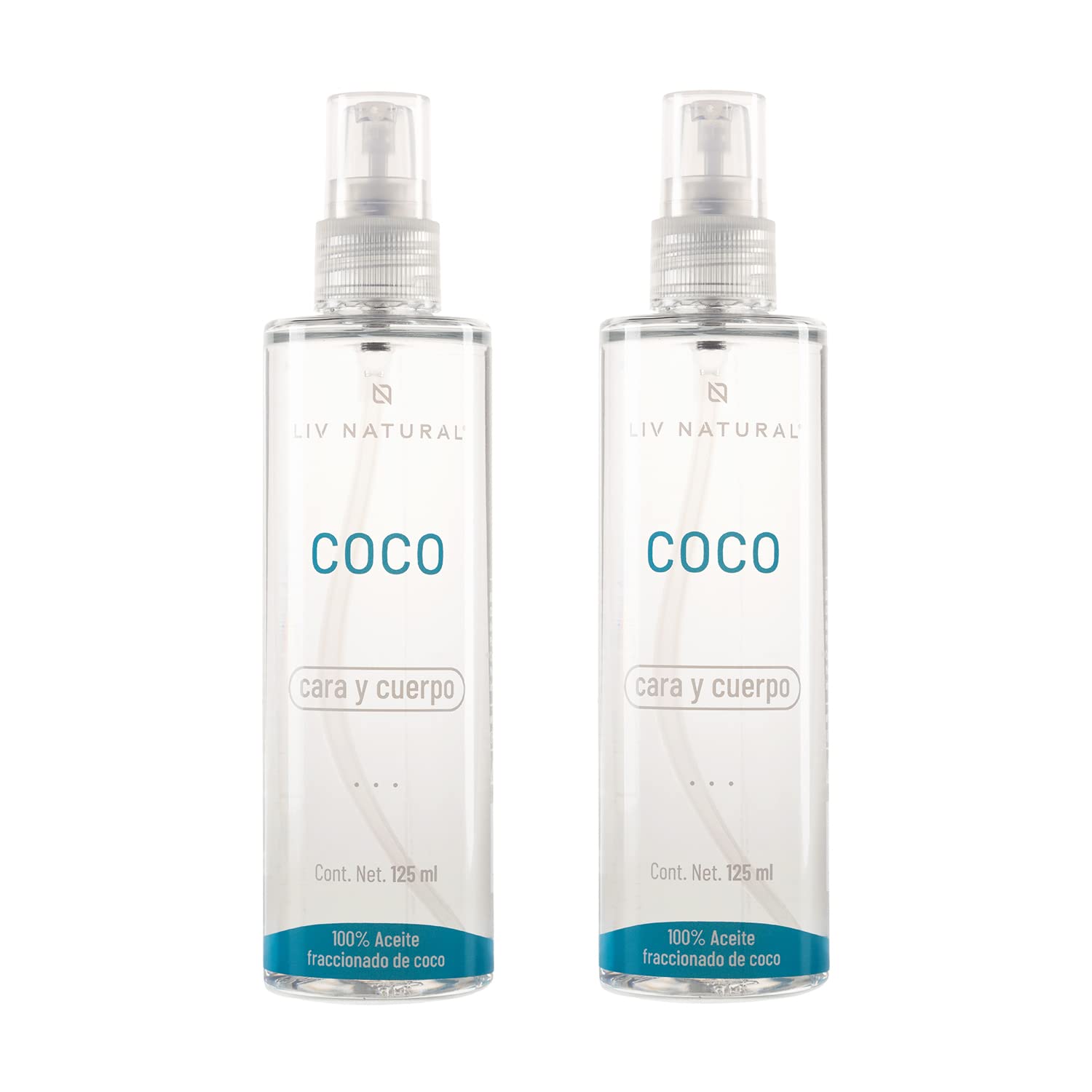 LIV NATURAL Set de 2 Aceites de Coco Fraccionado 125 ml cada uno.
