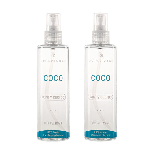 LIV NATURAL Set de 2 Aceites de Coco Fraccionado 125 ml cada uno.