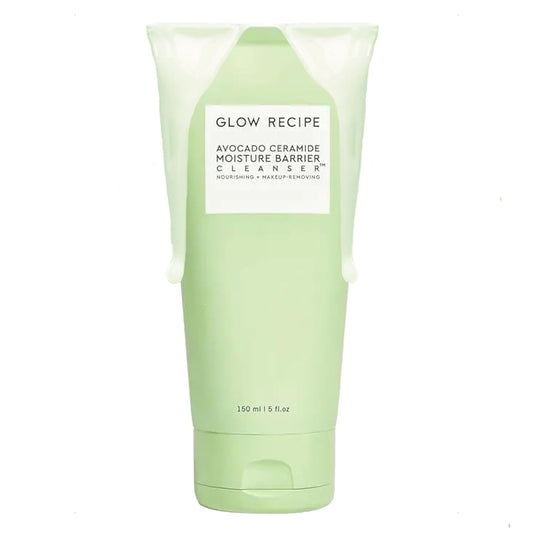 Glow Recipe Avocado Cleanser - Limpiador facial con barrera de humedad y ceramida de aguacate, limpiador facial hidratante para piel seca, removedor de maquillaje diario y lavado facial suave con aceite de aguacate para reparación de barreras cutáneas (5.