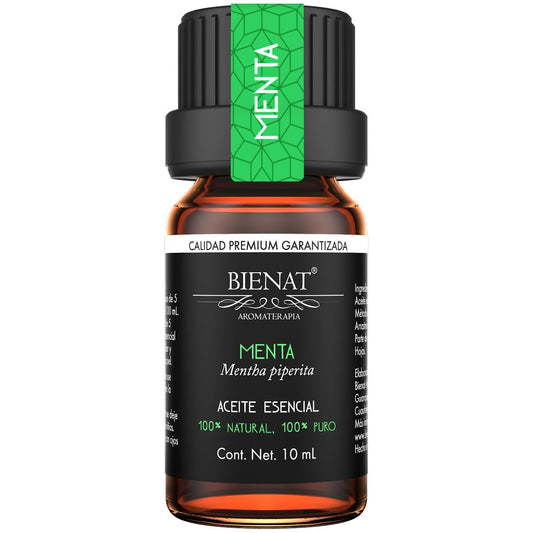 BIENAT AROMATERAPIA Aceite Esencial de Menta 10mL | 100% Puro y Concentrado | Ideal para Difusor de Aromas, Humidificador, Aromaterapia, Masajes, Meditación, Jabones y Velas | Esencia Natural en Gotas