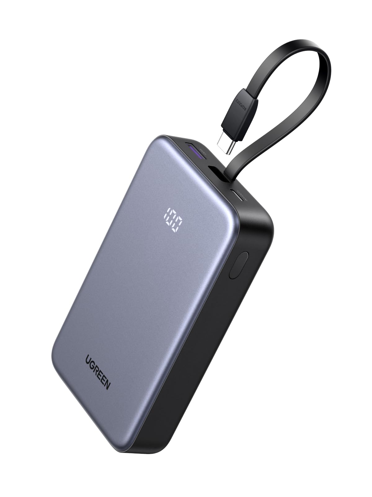 Cargador Portátil UGREEN 20000mAh Negro con Cable USB C y Carga Rápida