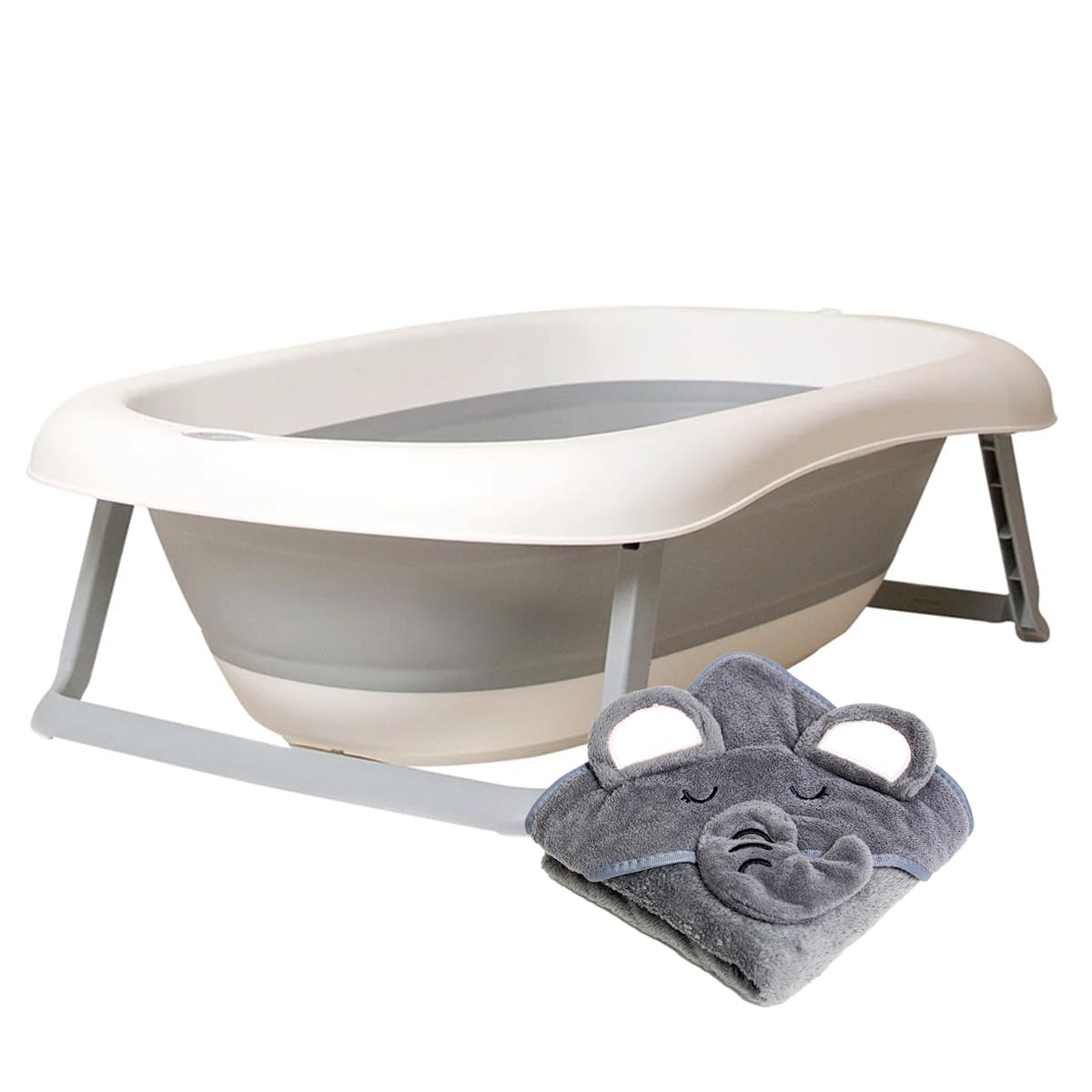 Tubbies Tina/Bañera plegable para bebe Tubbies 2go (Small) + Toalla (Tubbies 2 Go Small + Toalla Gris)